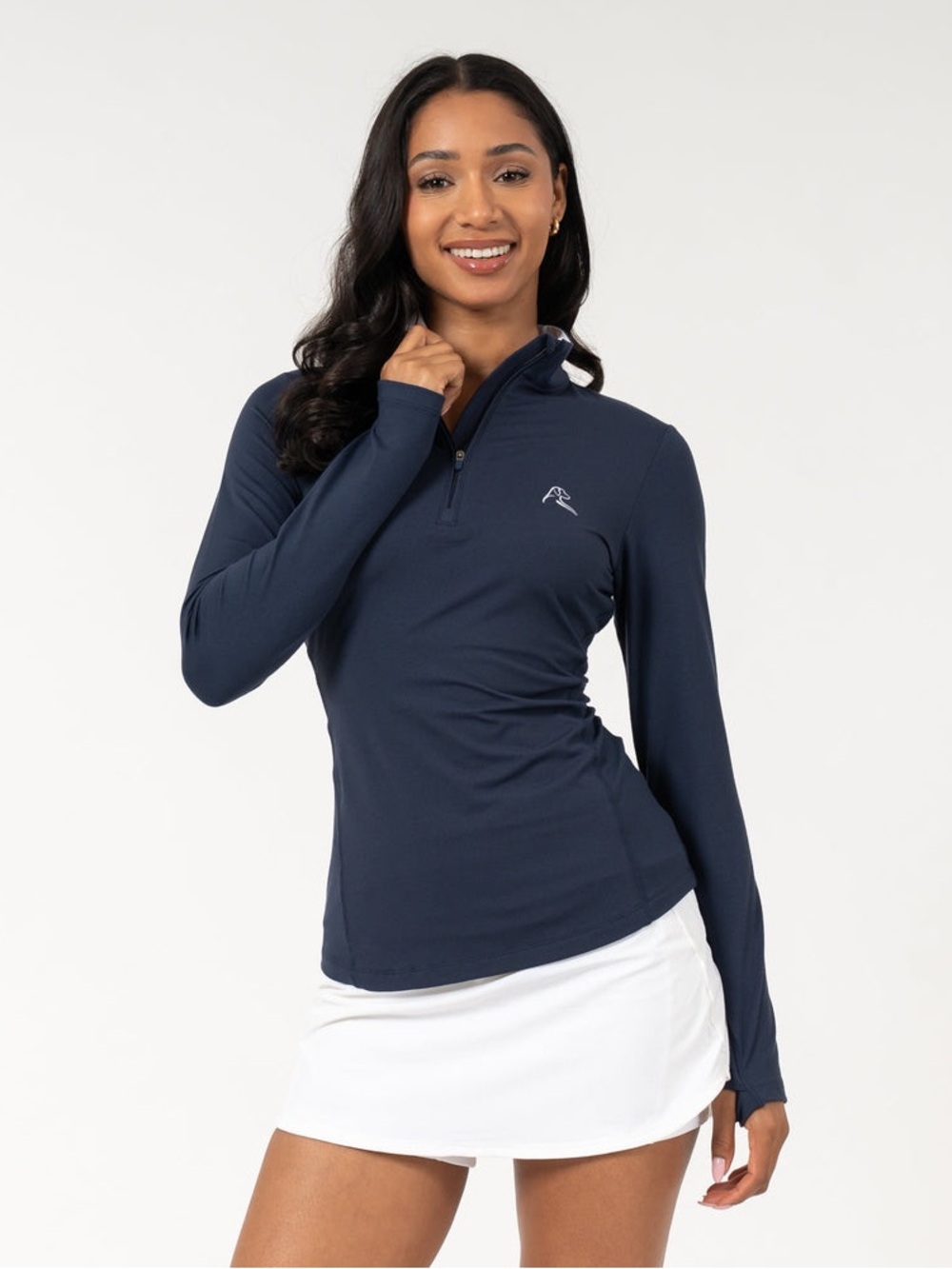 Rhoback Performance Q Zip 1/4 Navy Pullover Golf Top Womens Size XL